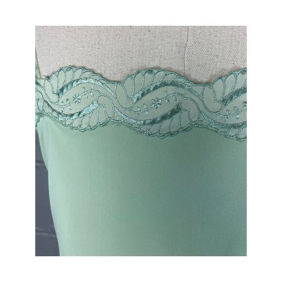Vintage Nylon Camisole Lace Trim Small Hand Dyed Upcycled Lime Cream - Picture 2 of 8